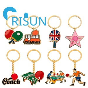 Llavero de Metal Esmaltado al por Mayor para Amantes del Deporte, Souvenir de Aleación de Zinc con Pelota de <span class=keywords><strong>Ping</strong></span> Pong y Raqueta de Tenis de Mesa, Colgante para Bolso - Product Image 1