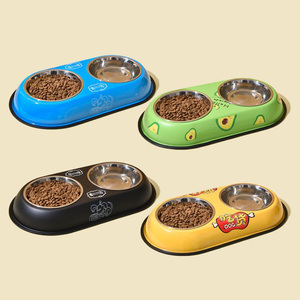WOTAI Manufacturers Wholesale Colorful Cute Print Customisable Luxury <strong>Personalized</strong> Pet Stainless Steel <strong>Dog</strong> Double Food <strong>Bowl</strong> - Product Image 1