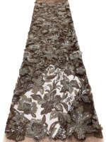 Tissu en dentelle florale de luxe George africain, 100% polyester, brodé, 5 yards