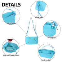 Sac bandoulière léger en nylon personnalisé avec sangle réglable en corde tressée, mini sac à main souple pour usage quotidien