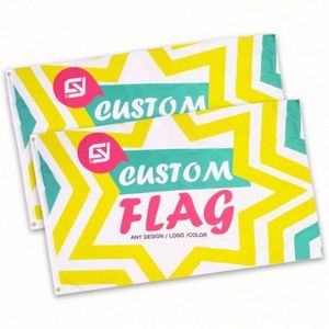 Drapeaux et bannières personnalisés en polyester 100D, toutes tailles, tous logos, tous designs, bonne qualité, utilisation en extérieur, étoile jaune - Product Image 5