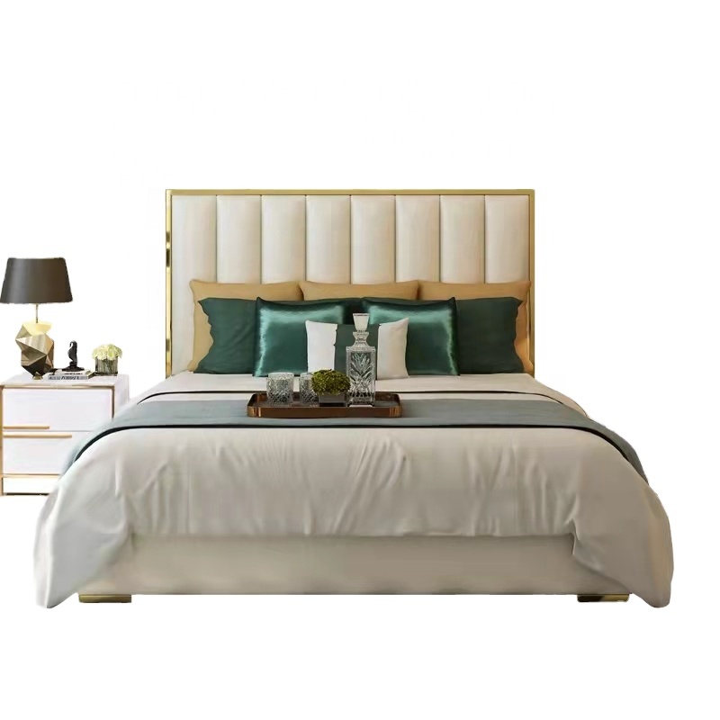 Современные новейшие модные одинарные Двойные мягкие роскошные стальные французские постельные комплекты из искусственной кожи большого размера