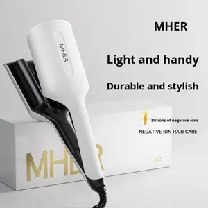 เครื่องม้วนผมแบบสามหลอดสไตล์<span class=keywords><strong>เกาหลี</strong></span> รุ่น Deep V ขนาดใหญ่ พร้อมปล่อยประจุลบ ช่วยจัดแต่งทรง<span class=keywords><strong>ผม</strong></span>ลอนสวย - Product Image 2