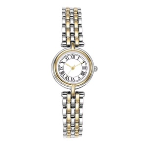 Montre-bracelet à <span class=keywords><strong>quartz</strong></span> Virtue 2026 pour femme, en acier inoxydable <span class=keywords><strong>blanc</strong></span> et or bicolore, durable, en alliage, résistante à l'eau 3 ATM, élégante et tendance - Product Image 1