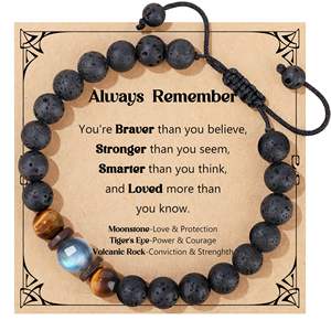 Ideas de Regalos para Adolescentes, Regalo de Graduación para Él, 10, 12, 16, 18 Años, Regalo de Cumpleaños para Su Hijo, Pulsera de Cuentas de Piedra Natural de Hematita - Product Image 2