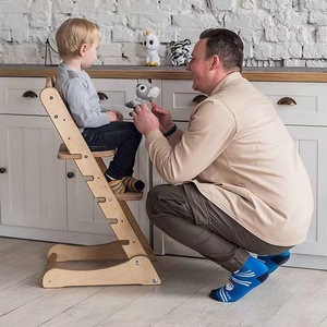 Wooden <b>Toddler</b> High Chair Solid Wood Natural Color 2-4 Years Kitchen Assistant Stool <b>Booster</b> <b>Seat</b> - Product Image 3