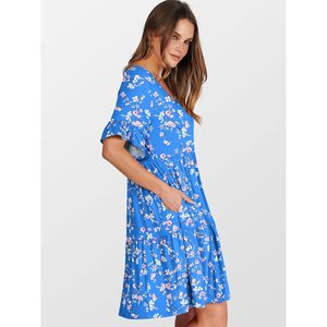 FOXA Women's Summer V Neck Floral Print A Line Mini <b>Dress</b> With Pockets Casual Breathable Woven Beach <b>Dress</b> - Product Image 4