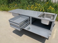 Nouvelle cuisine coulissante en aluminium pour caravane, 2 tiroirs, évier, banc, remorque de camping, rénovation/mise à niveau, charge utile maximale de 200 kg