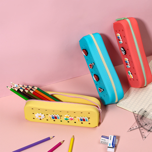 ODM&OEM Custom Casual Korean Style Silicone Pencil Case DIY Creativity Hole Punch Design Student Stationery Storage <b>Bag</b> - Product Image 4