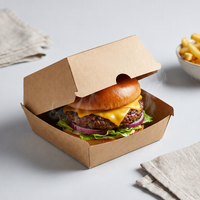 Boîte à hamburger en kraft personnalisable avec logo, biodégradable, écologique, imperméable, support incliné en papier kraft pour frites