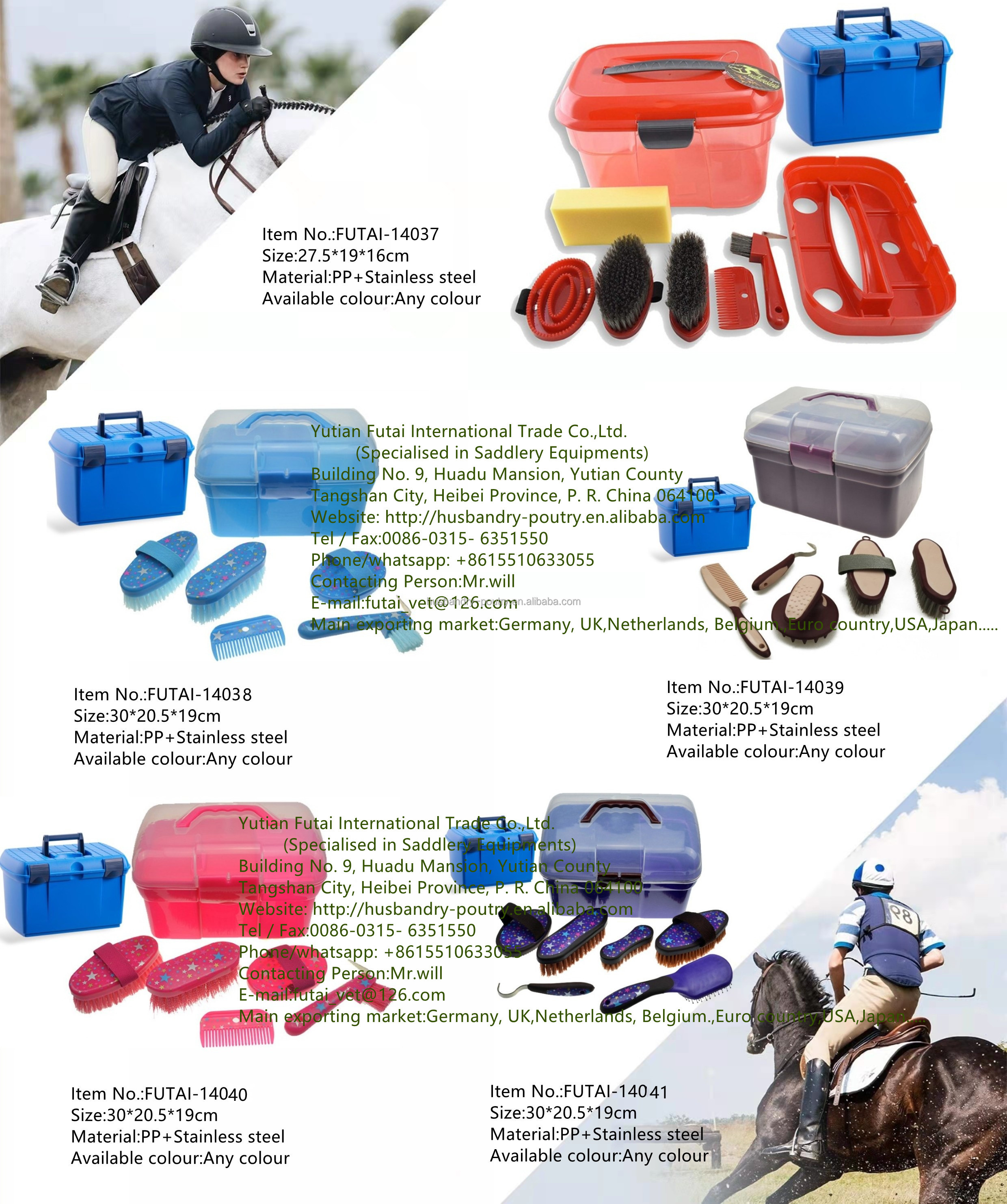 Soins Cheval Kit Neuf Kit De Toilettage Showman Soft Grip - 6 Outils Avec Sac De Transport - Neuf Manteau Fourrure