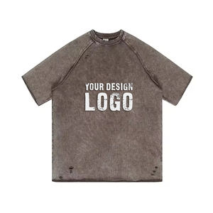 T-shirt pour homme à épaules tombantes, nouveau design, batik délavé, surdimensionné, mode décontractée, vintage, ample, sport, grande taille - Product Image 4