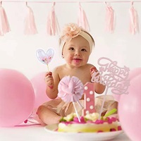 Meilleures ventes : 5 décorations de gâteau Princesse Rose, décorations Joyeux Anniversaire en forme de cœur et de perles pour l'anniversaire des filles