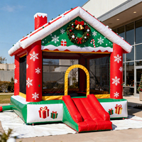 Château gonflable géant de Noël avec toboggan, thème parc d'attractions, maison de bonhomme de neige gonflable pour Noël 2025