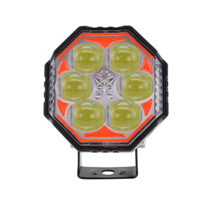 LELANPU Barra Antivuelco Redonda Ámbar para Coche 24V/12V, 4x4, con Proyector Láser LED de 3/9 Pulgadas y 6 Lentes, Luces de Trabajo para Motocicleta - Product Image 1