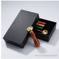 Kit de sceau de cire vintage en coffret cadeau, taille personnalisable, magnifique marque pour la décoration de mariage, de bureau et d'enveloppes