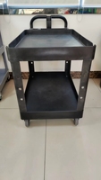 Chariot multifonctionnel robuste à trois niveaux en plastique silencieux pour atelier, entrepôt, transport et stockage de marchandises
