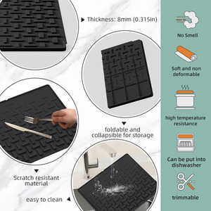 Soft <b>Silicone</b> Eco-Friendly Countertop Slope Drain <b>Mat</b> Anti-Scalding Heat-Insulating Non-Slip Chopping Board <b>Mat</b> - Product Image 5