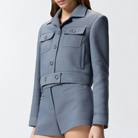 Veste décontractée femme automne-hiver, service OEM, manteau en jean boutonné pour femme, doublure en laine, motif uni, technique délavée, col montant