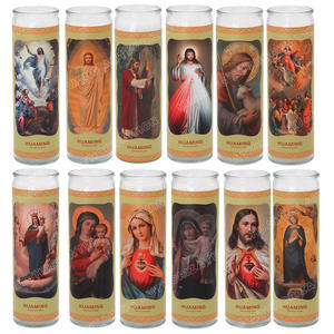 Impression personnalisée sérigraphie argent <span class=keywords><strong>dessin</strong></span> autel vert 7 jours bocal en verre tasse église catholique <span class=keywords><strong>bougie</strong></span> religieuse - Product Image 2