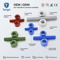 Tengri Carbon Steel PTFE Coated Hex Head Bolts and Hex Nuts M4 M30 Standard Fasteners for Chemical Offshore Industrial Equipment