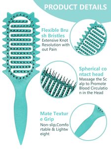 Cepillo para el cabello multicolor, personalizado de fábrica OEM, con ventilación, de PP, nailon y paja de trigo, para peinar y definir rizos, para cabello voluminoso y ondulado, reutilizable - Product Image 4