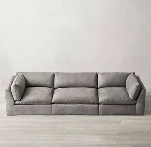 Venta al por Mayor, Nuevo Diseño Moderno Italiano, Juego de Muebles Modulares de Cuero Costera con Base de Roble para Sala de Estar, Diseños de Lujo - Product Image 2