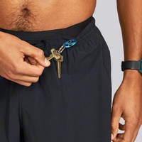 Pantalones Cortos Deportivos para Hombre, de Cintura Alta, con Forro, Negros, con Abertura Lateral, para Correr