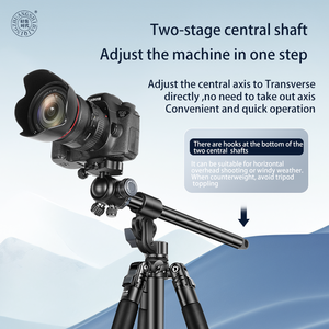 QZSD Q728HL Axe en alliage d'aluminium Trépied de caméra horizontal Prise de vue inverse rapide Transverst Conception pliante Support de tête panoramique - Product Image 3