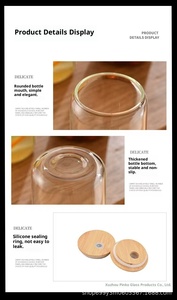 Low MOQ Custom Logo 12oz/16oz Clear Beer Can &amp; <strong>Mason</strong> <strong>Jar</strong> Style Glass <strong>Tumbler</strong> Bamboo Lid Straw Business Gift - Product Image 6