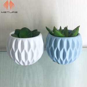 Cute Small <strong>Ball</strong> Shaped Blue White <strong>Clay</strong> Pots for Plants Indoor Indoor Succulent Plant Pot Planters - Product Image 2