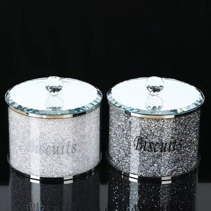 Bote de cerámica para galletas trituradas de diamante plateado, lata cilíndrica rellena de cristal para almacenamiento de cocina, boda, decoración del hogar, vela - Product Image 6