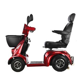 Scooter eléctrico de cuatro ruedas, rojo, plegable, de aleación de aluminio, 15 km/h, para personas mayores y discapacitadas - Product Image 2