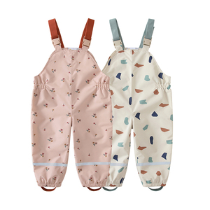 Pantalon de pluie imperméable en PU et polyester personnalisable pour enfants, <span class=keywords><strong>taille</strong></span> élastique, salopette rose unie pour garçons et filles – Vente chaude - Product Image 3
