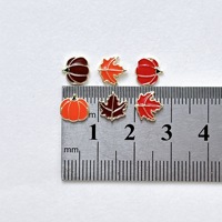 10 pièces/sac, Vente chaude, Décorations d'ongles en alliage pour l'automne et Thanksgiving, Feuille, Citrouille, 3D, DIY, Fournitures de décoration pour ongles à presser