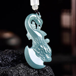 Pendentif en jadéite naturelle bleu eau, design original UNISEXE, style chinois, cadeau avec certificat d'évaluation E046 - Product Image 2