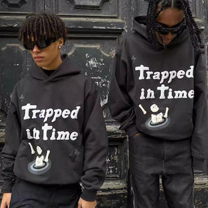 Унисекс 500 Gsm супертяжелый анти-термоусадочный Худи оверсайз с пышным принтом зимние мужские толстовки с капюшоном с 3D узором - Product Image 2