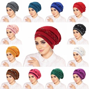Turbante Musulmán Nuevo al por Mayor, Gorro Hijab con Nudo Trenzado Brillante para Mujer, Gorros para el Cabello de Mujer de Talla Grande a la Moda - Product Image 1