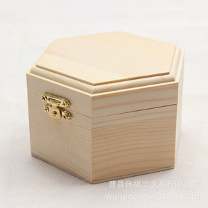 Caja Hexagonal de Madera de Paulownia para Almacenamiento de Joyas, con Cierre Dorado, Forma Cuadrada, para Regalo - Product Image 2