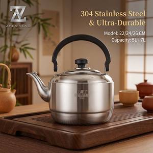 Standard Whistling Tea <strong>Kettle</strong> 304 Stainless Steel 22cm (5L) Optimized Magnetic Bottom for Heating <strong>on</strong> Induction <strong>Hobs</strong> at Home - Product Image 1