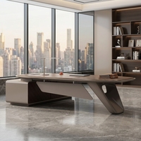 Bureau de direction de luxe en L avec armoire latérale, table de bureau moderne et spacieuse pour PDG et cadres professionnels