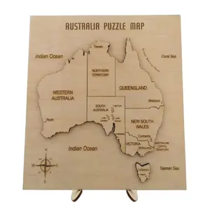 Custom Australia Map Laser cut wooden educational country map 3D puzzle toys for kids travelers housewarming gifts