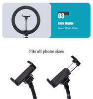 Lampu Selfie Ring LED Plastik Profesional 10 Inch dengan Penjepit Ponsel Tahan Air & Portabel untuk Pencahayaan Fotografi