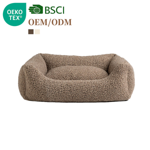 Cama Moderna para Perros de Diseño Nuevo, Cama de Lujo para Mascotas de Tela de Lana Bouclé con Asa de PU - Product Image 3
