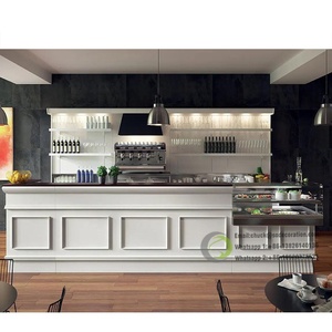 Table de réception de magasin mobile cool bureau en bois rond pub bar comptoir de réception meubles panneau moderne comptoir de service de bureau à domicile - Product Image 4