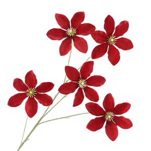 Fleurs artificielles de clematis à 5 têtes en soie, couleurs mélangées, pour décoration de mariage et de maison - Product Image 5