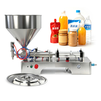 Machine de remplissage semi-automatique pneumatique pour liquides et pâtes en acier inoxydable de qualité alimentaire, 3-200 ml, avec trémie de 30 L