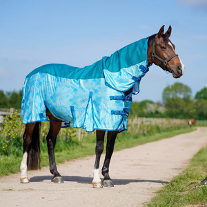 Couverture d'été de luxe pour cheval en PVC et maille, avec tissu en polycoton, sans rembourrage, fermeture avant en cuir réglable - Product Image 6
