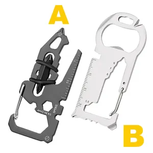 carbon steel 15-in-1 Carabiner KeyChain Multitool Bottle Opener Screwdriver Hex Wrench EDC Pocket Tools Outdoor Camping Gadgets