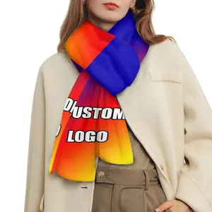 Высококачественный Женский Стильный Зимний вязаный шарф, дизайнерский полиэфирный шарф с принтом для женщин, оптовая продажа от китайского поставщика